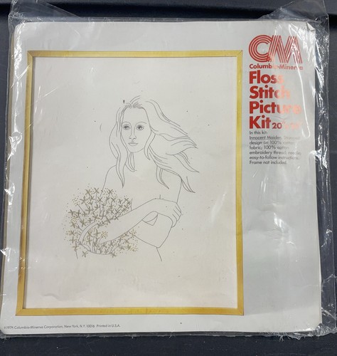NOS Vintage 1976 Columbia-Minerva Zahnseide Stich Bild Kit "Innocent Maiden" 20"x24 - Bild 1 von 4