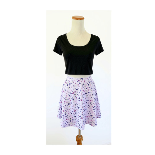 Vintage 90s Pastel Purple Ditsy Floral Mini Skirt - Fairycore Grunge Cottagecore
