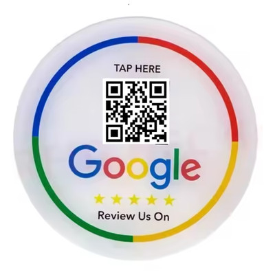 NFC Google Bewertung Plakette mit QR-Code - Tippen, um zu überprüfen Schild für Unternehmen - Weiß