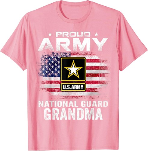 Proud Army National Guard Grandma With American Flag Gift T-Shirt Hoodie - Picture 16 of 17