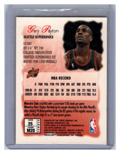 1996-97 Finest #25 Gary Payton Maestros - Picture 2 of 2