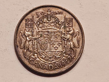 1947 Canada Silver Half Dollar 1/2 $1 50 Cents Canadian Straight 7 Maple Leaf