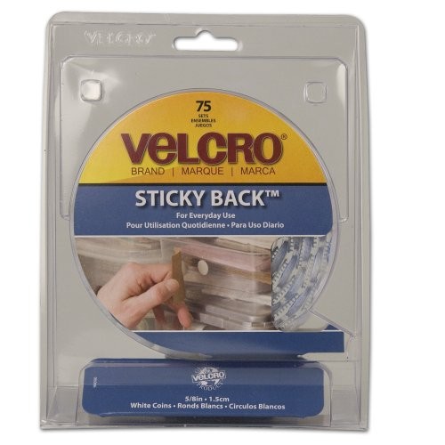 Velcro Sticky Back Hook and Loop Fastener Coins with Dispenser 75 Pack-image