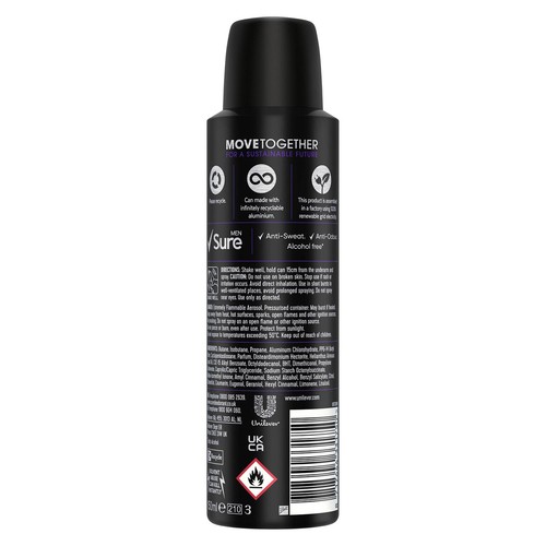 Sure Men Anti Perspirant 48H Protection Active Dry Deodorant, 12 Pack, 150ml - Picture 6 of 8