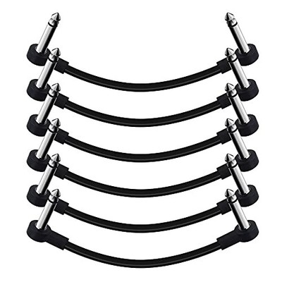  6 Inch Patch Cable for Guitar Effect Pedal Cables 1/4'' TS Right Angle 6 Pack