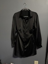 Nasty Gal Black Button Up Dress With Side Openings Size 8