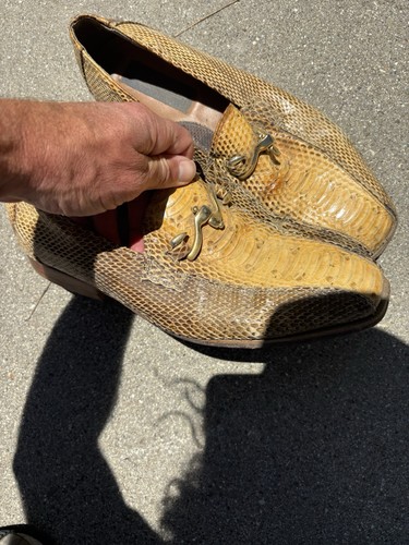 1970s 1980s Vtg Snakeskin Loafer 11m