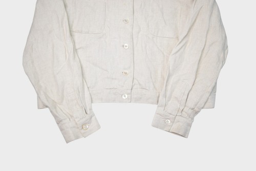 Talbots Jacket Womens 14 Irish Linen Cropped Button Lightweight Collared Pockets - Picture 2 of 6