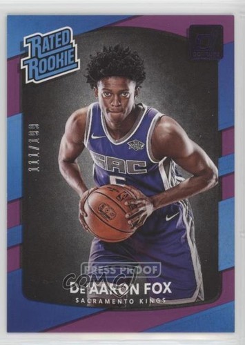 DE'Aaron Fox [Press Proof Purple] #196 2017 Panini Donruss card