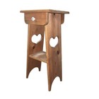 Rustic Pine Heart Cutout Side Table with Faux Drawer Farmhouse Country Decor