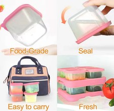 Leakage-Proof Plastic Baby 8 Pack Food Storage Container Set- CHOOSE COLOR