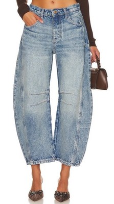 We The Free Good Luck Mid Rise Barrel Jeans in Ultra Light Beam New Size 26