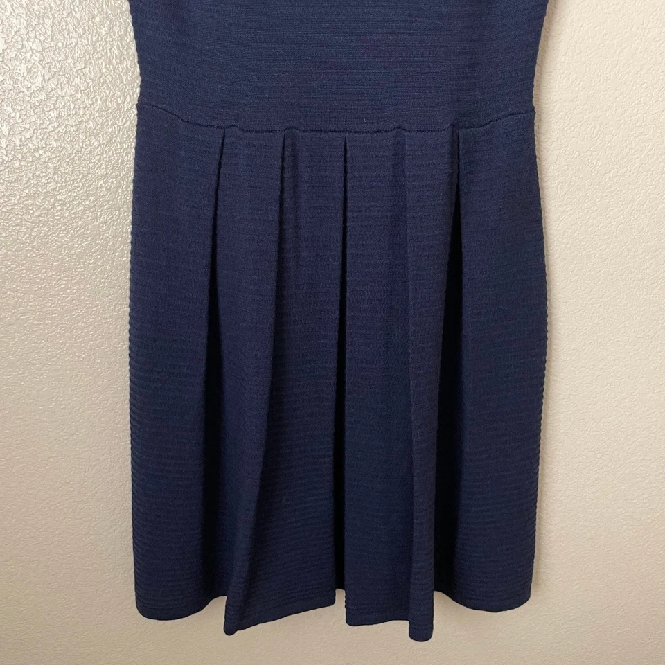 Vestido Shoshanna Mujer Grande Azul Valentina Mini Lana Merino Tejido Preppy Línea A Foto 4 de 4