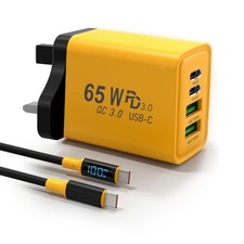 Image of 65W USB C Charger 4 Port Multi Device Fast Charging Compact GaN Power Adapter