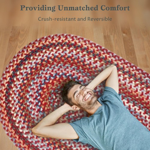 Rhody Rug Astoria AS42 Red Velvet 3' x 5' Oval - Braided Area Rug, Home Decor... - Picture 5 of 7