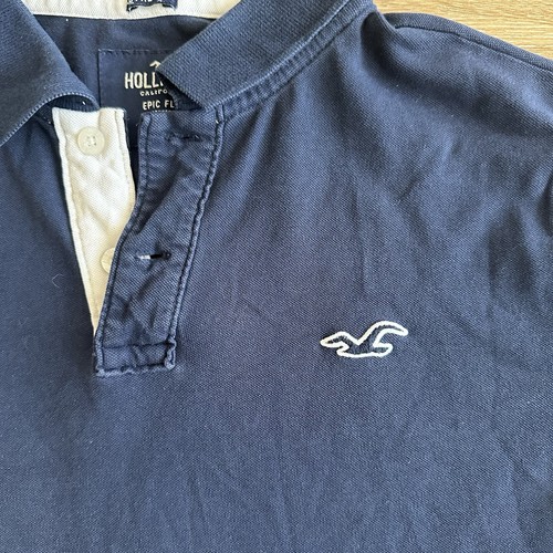 Hollister Epic Flex Stretch Polo Shirt Navy Blue Men’s Medium - Picture 3 of 17
