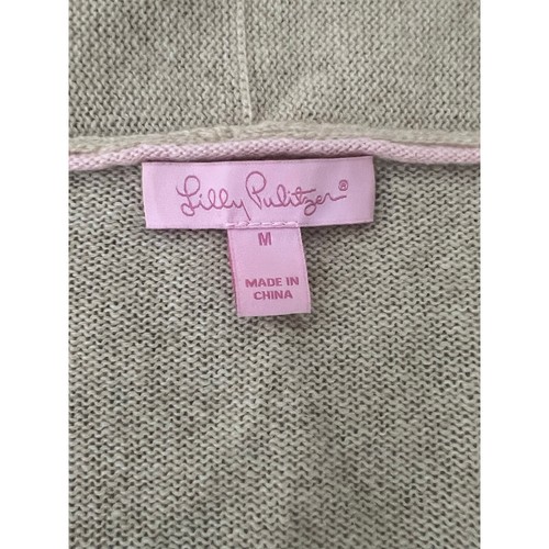 Lilly Pulitzer 100% Kaschmir hellbraun vorne offen Cardigan Pullover Rüschenbesatz Gr. M - Bild 3 von 4