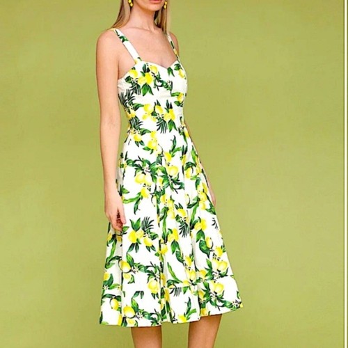 Avec Les Filles Lemon Fit N Flare Skater Rockabilly Midi Dress Size 10 New - Picture 12 of 16