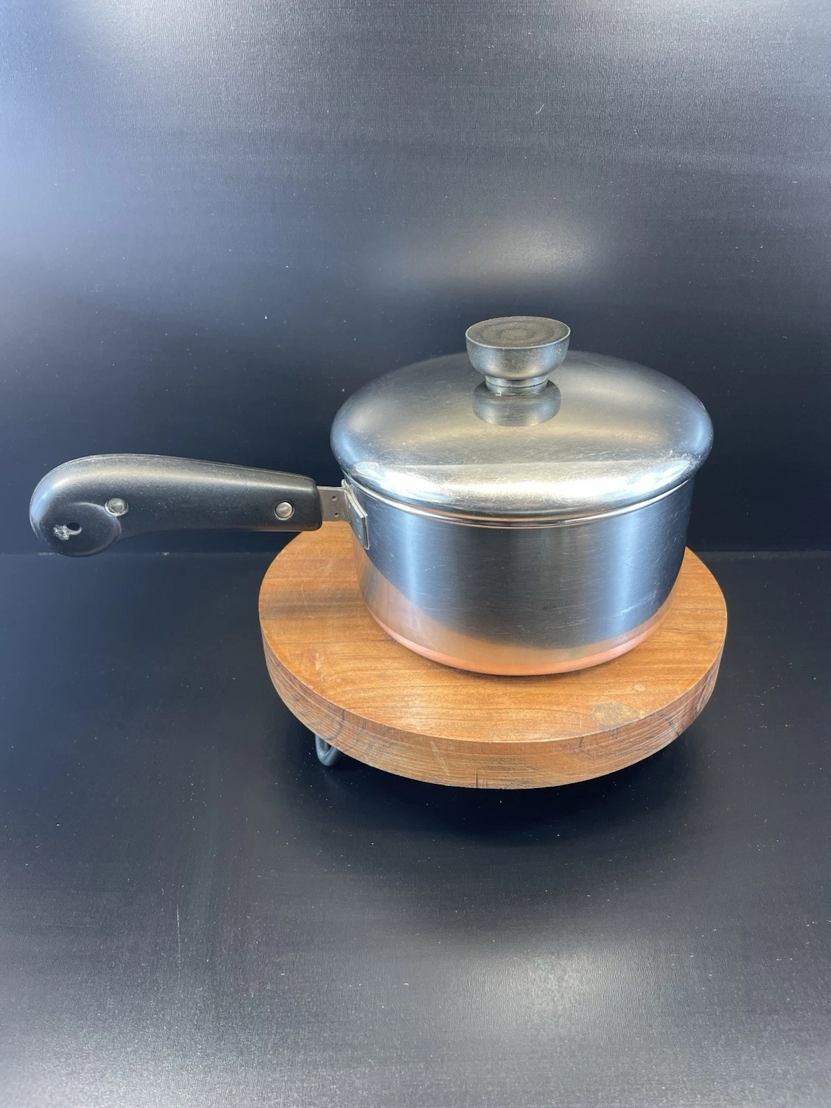 Revere Ware Double Ring Pre 1968 1.5 Qt Sauce Pan Pot W/ Lid Copper Bottom