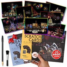 20-Page Scratch Art Book for Adults Teens: Cityscape Colorful City Series