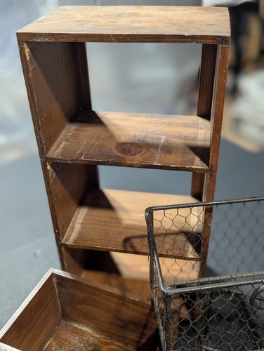 Vintage 1970s - Pier 1 Import - Wire Basket Tea Cabinet -  16.5" x 8" x 5" - Picture 9 of 15