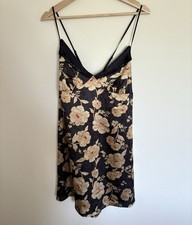 M&S Autograph Satin Slip Cami Dress UK 16 Floral Strappy Midi Nightdress Y2K