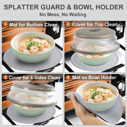 2 in 1, Microwave Place Mat & Food Cover- Mat as Bowl Holder, for Splatter Gu... - Picture 2 of 7