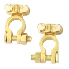 2PCS Positive & Negative Battery Terminal Connectors,Brass Battery Cable Ends 