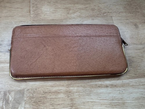 VINTAGE DUNHILL Credit Card Holder Wallet Pouch Brown Gold - Picture 1 of 9
