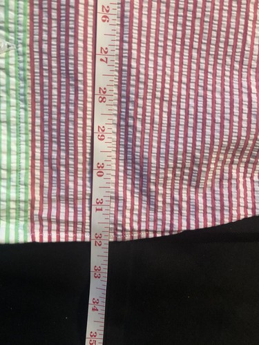 LANDS' END Mens Large Seersucker Color Block Button Down Short Sleeve Shirt - Picture 3 of 6
