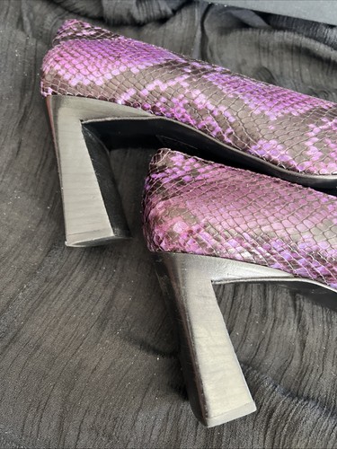 Vintage Spiga Women's High Heel Purple Snake Leather Italy Size 8.5 B - Picture 3 of 10