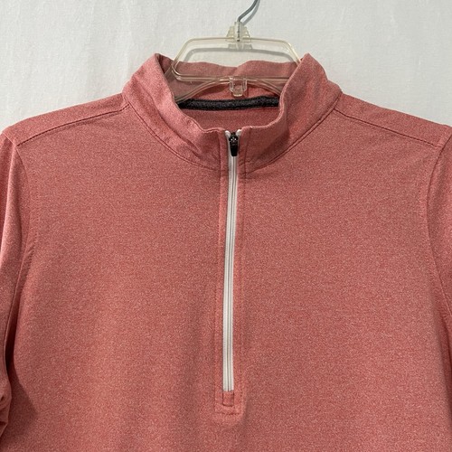 Straight Down Golf Pullover Shirt Quarter Zip Mens Size L Orange Long Sleeve - Picture 2 of 13