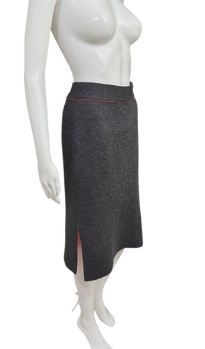 Gonna a matita Rag & Bone grigio 100% lana merino maglia S arancione spacchi laterali a contrasto - Foto 3 di 7