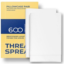 100 Egyptian Cotton Pillow Cases Queen Size Set of 2 - Luxury 600 Thread Cou...