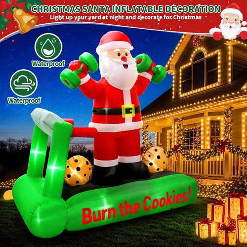 7 Fuß lustiger Weihnachtsmann auf Laufband beleuchtet Weihnachten aufblasbare Außendekorationen - Bild 4 von 5