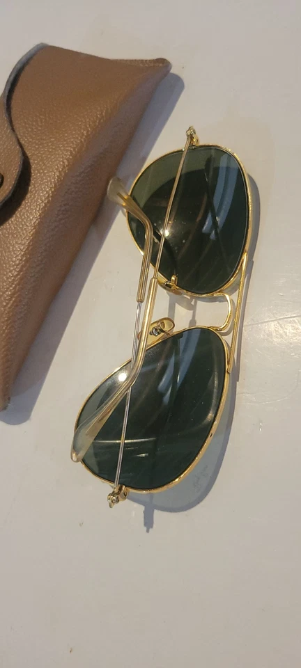 винтажный ray bans bausch & lomb авиатор солнцезащитные очки золотой металлической оправы L 0205 - Изображение 4 из 4