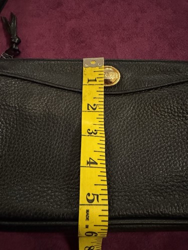 Vintage Monet Black Pebbled Leather Ladies Handbag Crossbody With Gold Accents - Picture 13 of 15