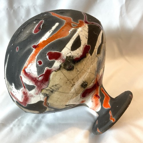 Hand Thrown Raku Pottery Jug Vase Multi Colored 6” Artist Signed Dated 1987 - Picture 3 of 14