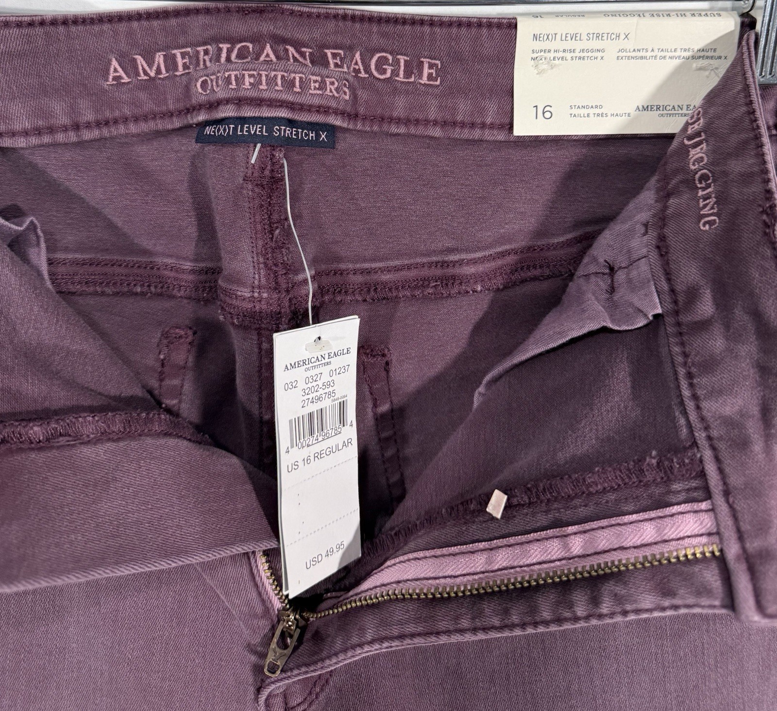 American Eagle Next Level Stretch X Super Hi-Rise Distressed Jeggings Purple 16 image 6