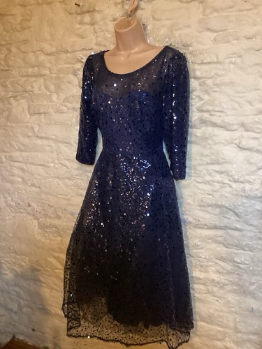 BNWOT Navy Sequinned Bridesmaid Party Prom Evening Dress BallGown Plus size 20 - Picture 2 of 8