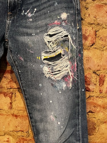 Jeans ajustados boho de artista salpicaduras de pintura polo Ralph Lauren Denim & Supply talla 27 - Imagen 3 de 24