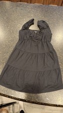 Express Womens Black Puff Sleeve Tiered Babydoll Mini Dress Medium