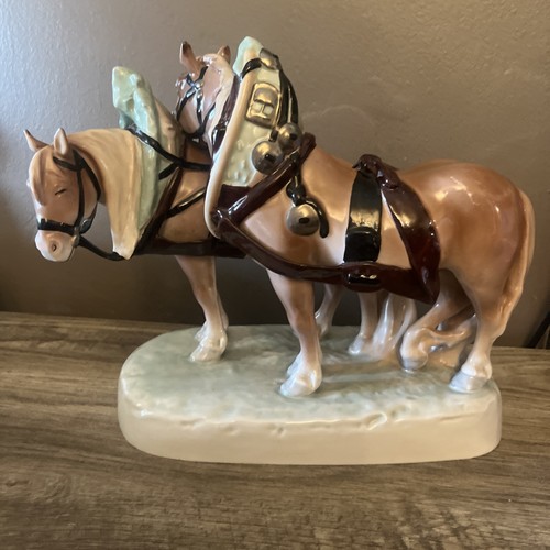 Royal Dux HORSES circa 1900 antigua estatua de porcelana de gran tamaño muy rara - Imagen 17 de 21