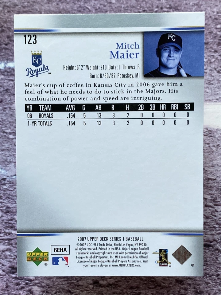 2007 Upper Deck Mitch Maier #123 Kansas City Royals - Image 2 of 2