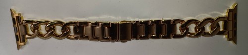Bracelet montre connectée 42/44 mm acier inoxydable ton or chaîne dorée Kiolgios NEUF - Photo 3 sur 7