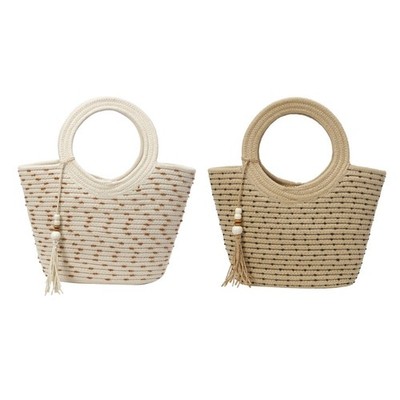 Stylish Oversized Woven Straw Beach Bag For Summer Vacation Pool Essential