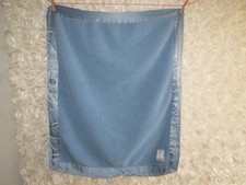 Little Giraffe Baby Blanket Dusty Blue Sherpa Fleece Satin Trim HOLE USED