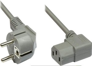 Netzkabel Kaltgeräte 2m grau abgewinkelt