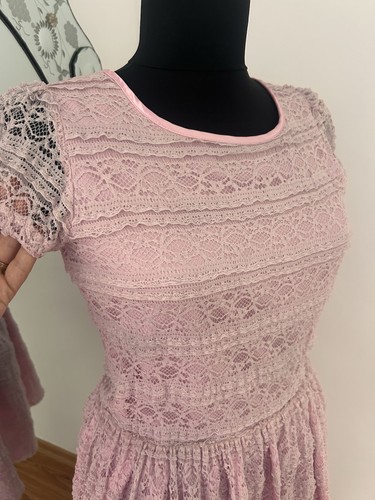Guess Los Angeles Vestido Corto Encaje Rosa Talla S Cremallera Trasera - Imagen 3 de 8