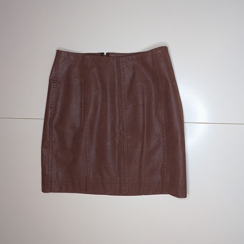 Free People Minirock veganes Leder braun Damen Größe 0 Freizeit Party - Bild 1 von 6